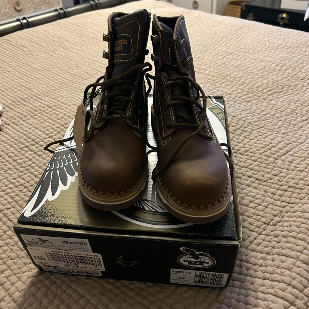 Georgia Boot Brown Combat Moto Boots Lace-Up
